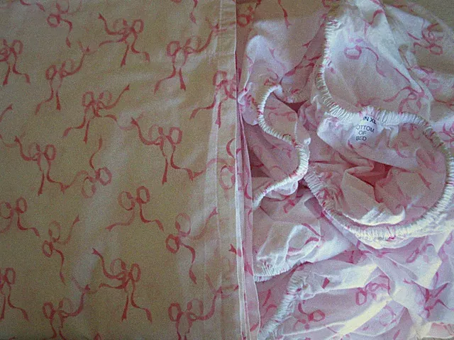2 Laura Ashley Twin Sheets EX. Long Trailing Bows Pink /White Cotton AS IS
