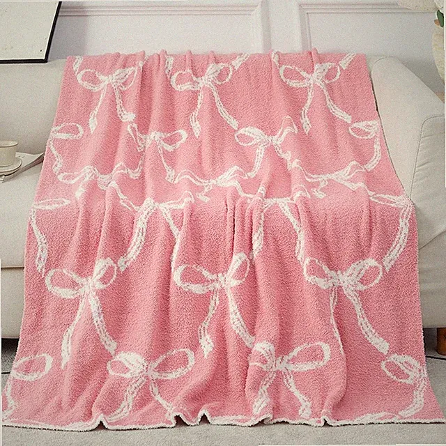 50 x 60 Bow Pattern Throw Blanket, Microfiber, Plush, Soft, Couch, Sofa E