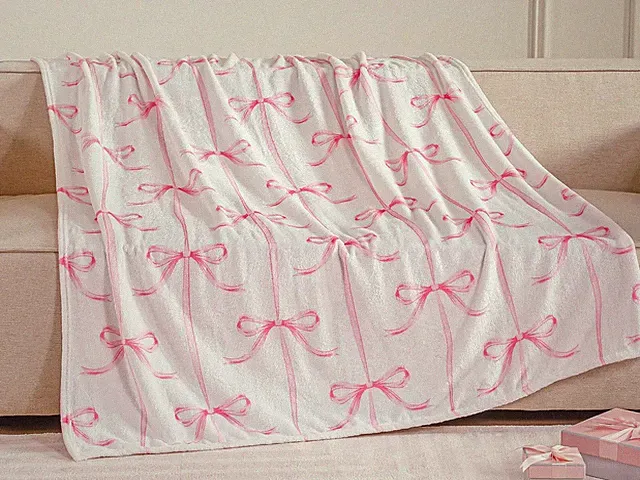 Bow Throw Blanket Coquette Flannel Throw Blanket Cute Preppy Room Decor Aestheti