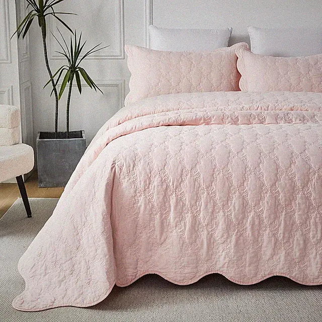 Brandre Luxury King Quilt Set Cotton Romantic Bow Embroidered