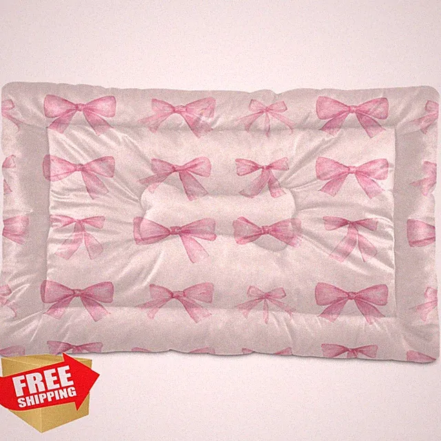 Coikll Ribbon Bow Pet Bed Mat Soft Dog Crate Pad 24*18 Anti-Slip Machine Wash...