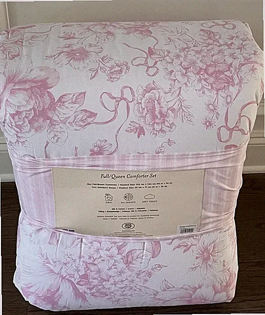 Laura Ashley Delphine Pink Floral & Bows Full/Queen Cotton Comforter SET