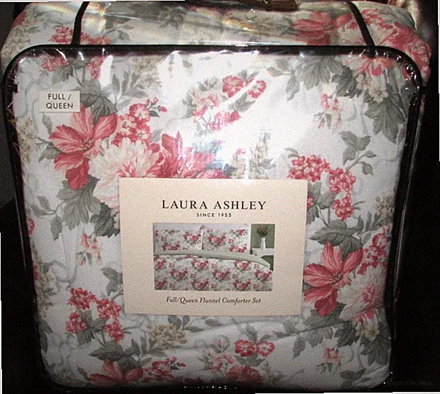 LAURA ASHLEY "Melinda's Bows" Full/ Queen Comforter/ Sham Set (Floral, Bouquet)