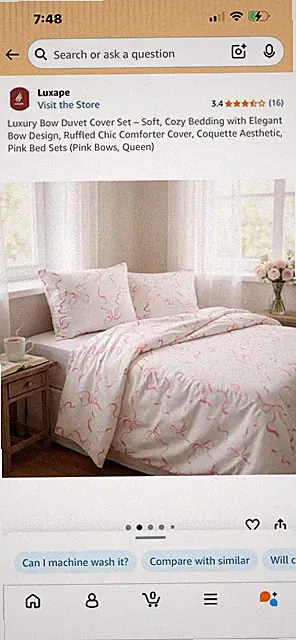 Luxury Bow Duvet Cover Set - Soft, Cozy Bedding Elegant Bow Design,Ruffled Queen