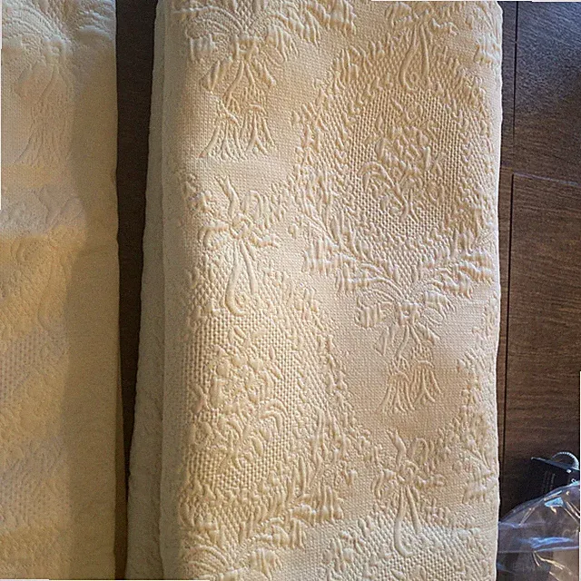 NEW Set SFERRA BROS IVORY RIBBON BOWS Queen Coverlet + 2 Shams
