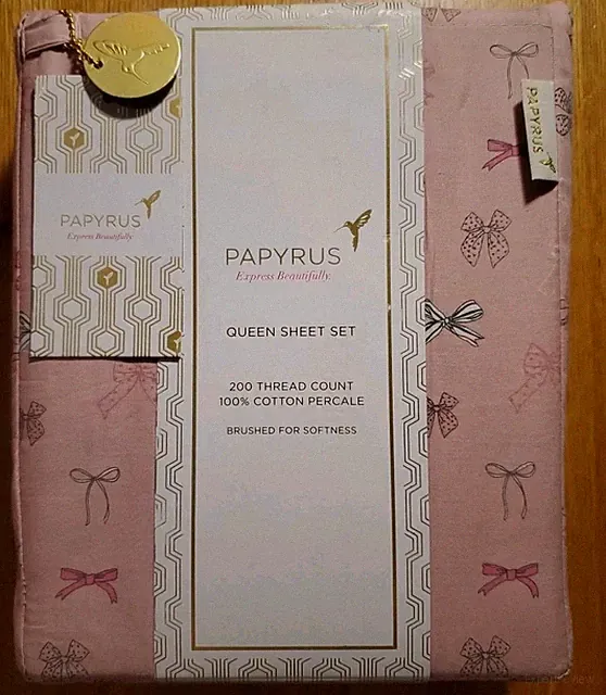 Papyrus Valentine's Day Queen Sheet Set Pink Love In Vogue Bows Cotton Percale