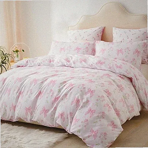 Pink Bow Duvet Cover Full 3Pcs Girls Pink Full(79" x 90") Pink Bow Jfs752