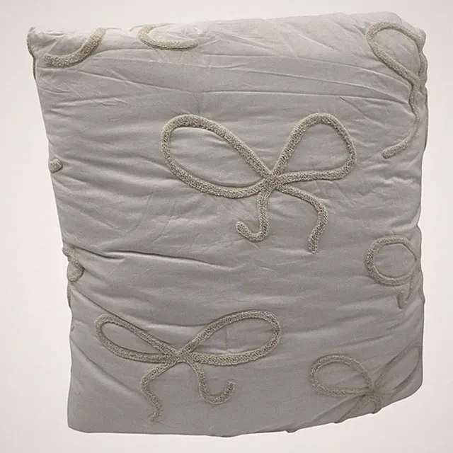 Pottery Barn Teen Dancing Bows Full Queen Quilt White NEW Coquette Cottage