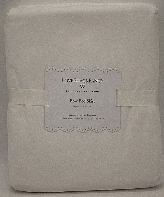 Pottery Barn Teen LoveShackFancy Bow QUEEN Bedskirt ~ Ivory