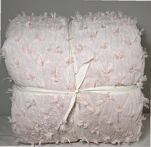 Pottery Barn Teen LoveShackFancy Sweet Bows Fur Quilt Powdered Blush· King