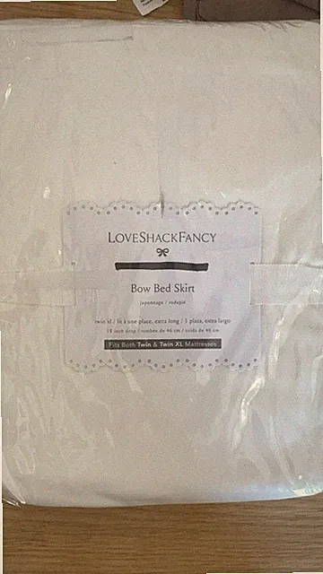 Pottery Barn Teen LoveShackFancy TWIN XL Bows Bed skirt 18”drop White Bow NEW