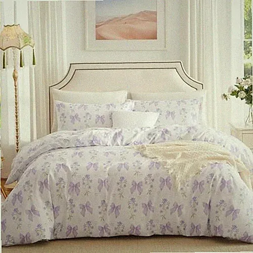Purple Bow Duvet Cover Full 3Pcs Girls Full(79" x 90") Purple Bow Jfs1652