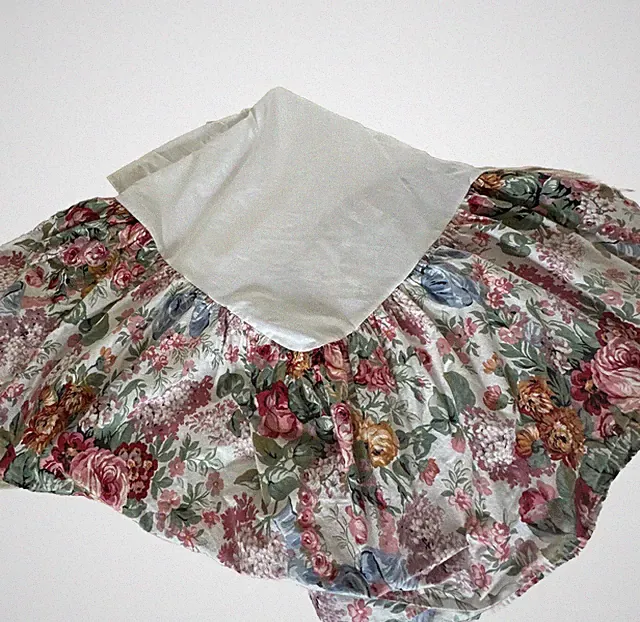 Ralph Lauren Allison Queen Bedskirt Dust Ruffle Blue Bow Roses Floral Cotton USA
