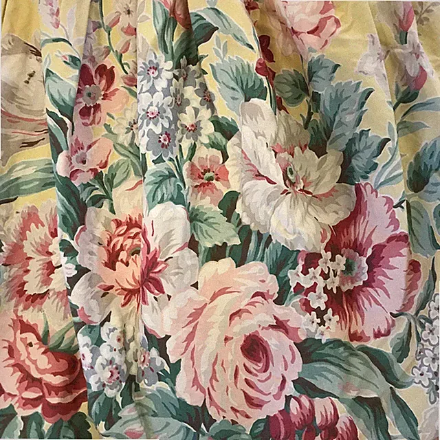 Ralph Lauren Evelyn Twin Bed Skirt Chintz Yellow Floral Bow RARE 15" Drop