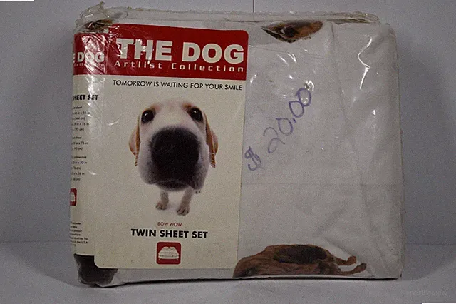 The Dog Artlist Collection Twin Sheet Set Bow Wow Sealed Collectible Canine